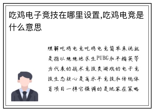 吃鸡电子竞技在哪里设置,吃鸡电竞是什么意思